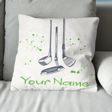 Load image into Gallery viewer, Vintage Hand Drawn Golf Clubs Custom Throw Pillow Personalized Golf Gift LDT1127