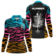 Load image into Gallery viewer, Zebra Pattern Womens Disc Golf Polo Shirts, Colorful Disc Golf Shirts For Womens, Disc Golf Gifts LDT0084