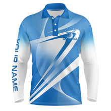 Load image into Gallery viewer, White Blue Custom Name Mens Golf Polo Shirts Personalized Golf Shirts For Men Golfing Gifts LDT1320