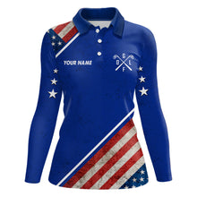 Load image into Gallery viewer, Retro Usa Flag Womens Golf Polo Shirts Custom Patriotic Golf Shirts For Women Golfing Gifts LDT1469