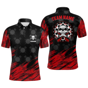 Personalized All Over Print Mens Skull Darts Polo Shirt Red Black Dart Jerseys For Men LDT0648
