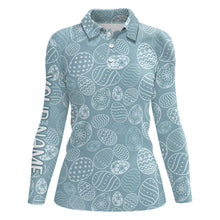 Load image into Gallery viewer, Blue Funny Easter Eggs Womens Golf Polo Shirt Custom Easter Day Golf Tops For Women Golf Gift LDT1336