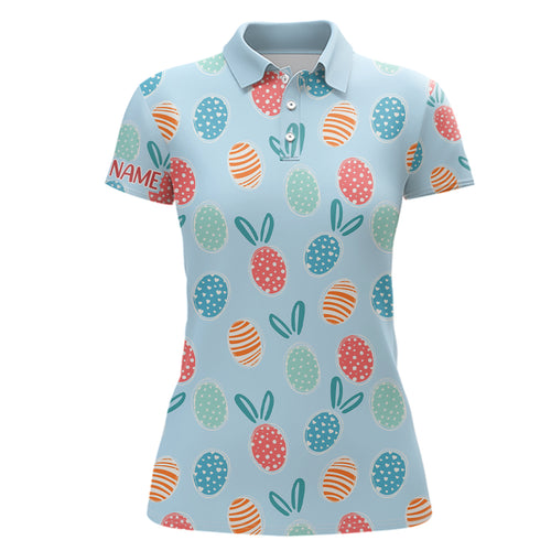 Colorful Easter Eggs Women Golf Polo Shirt Custom Easter Funny Golf Tops For Women Golf Gifts LDT1338