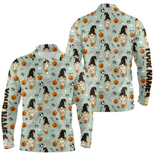 Load image into Gallery viewer, Cat Seamless Halloween Pattern Green Mens Golf Polo Shirts Cute Halloween Golf Gifts For Men LDT0377