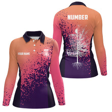 Load image into Gallery viewer, Personalized Disc Golf Gradient Sunset Paint Polo Shirt Custom Disc Golf Shirts For Women LDT0702