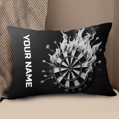 Black White Darts Flame Custom Throw Pillow Personalized Darts Gifts LDT1159