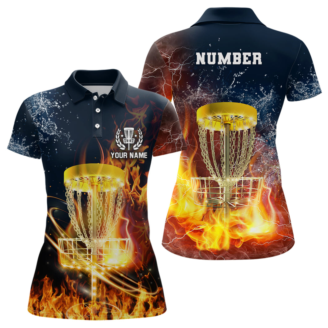 Fire And Water Womens Disc Golf Polo Shirt Lightning Golf Shirts For Women, Disc Golf Gifts LDT0150