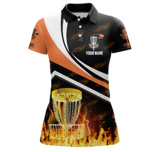 Load image into Gallery viewer, Personalized Disc Golf Fire Flame Orange Style Custom Golf Shirts For Women, Disc Golf Gifts LDT0171