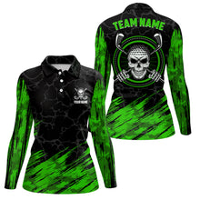 Load image into Gallery viewer, Personalized 3D All Over Print Skull Womens Golf Polos, Green &amp; Black Golf Shirts For Women LDT0179
