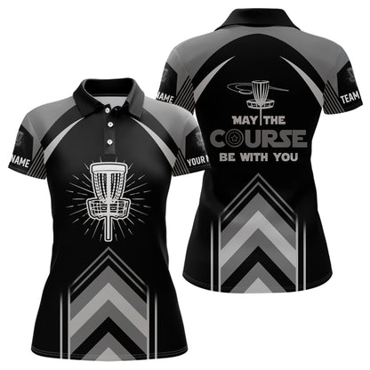 Personalized Disc Golf May The Course Be With You Womens Polo Shirt Disc Golf Shirt For Women LDT0745