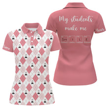 Load image into Gallery viewer, Science Pink Argyle Pattern, My Students Make Me Smile Women 3D Polo Shirt Golf Shirt For Women LDT0006