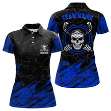 Load image into Gallery viewer, Personalized 3D All Over Print Skull Womens Golf Polo Shirt Navy Black Golf Shirts For Women LDT0448