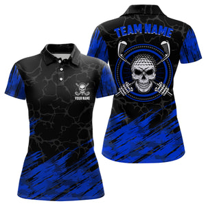 Personalized 3D All Over Print Skull Womens Golf Polo Shirt Navy Black Golf Shirts For Women LDT0448