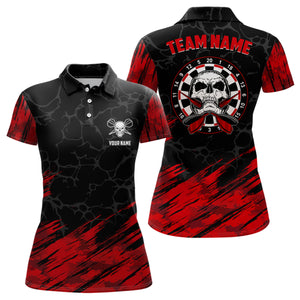 Personalized 3D All Over Print Skull Darts Polo Shirt Red Black Dart Jerseys For Women LDT0449