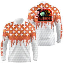 Load image into Gallery viewer, Happy Halloween Orange White Pumpkin Mens Golf Polos Custom Skull Golf Shirts For Men Golf Gifts LDT0443