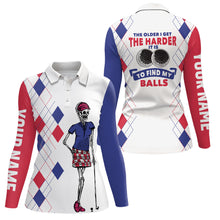 Load image into Gallery viewer, The Older I Get The Harder It Is Argyle Pattern Golf Polo Shirts Skull Golf Shirts For Women LDT0772