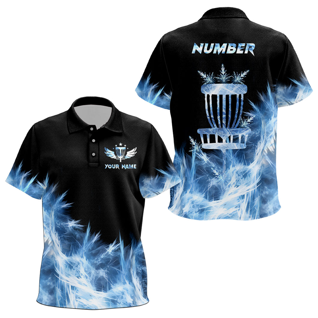 Icy Blue Light Kids Disc Golf Polo Shirt Customized Disc Golf Gifts For Kid Disc Golf Basket Shirt LDT1402