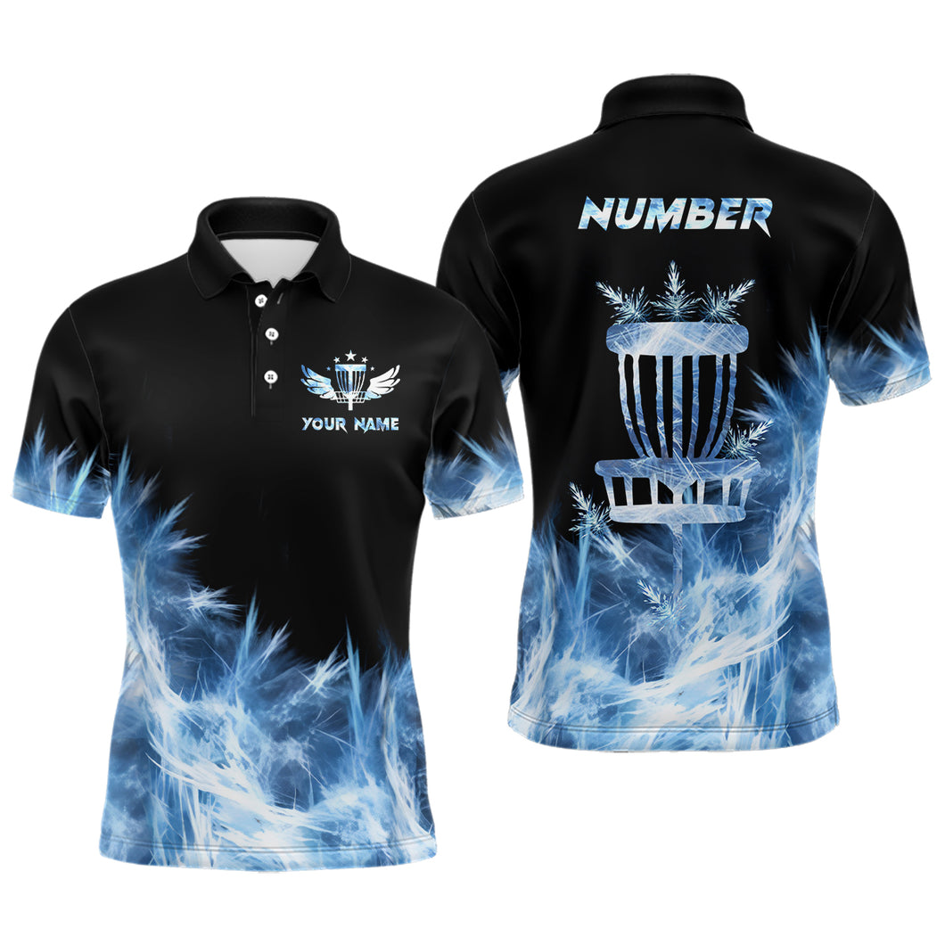 Icy Blue Light Mens Disc Golf Polo Shirt Customized Disc Golf Gifts For Men Disc Golf Basket Shirts LDT1402