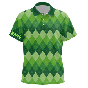 Green Argyle Pattern Kids Golf Polo Shirt Custom Patrick Golf Shirts For Kid Golf Gifts LDT1416