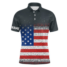 Load image into Gallery viewer, Grunge Vintage American Flag Mens Golf Polo Shirt Custom Patriotic Golf Shirts For Men Golf Gifts LDT1420