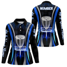 Load image into Gallery viewer, Blue Womens Cool Disc Golf Polos Custom Name And Number Disc Golf Shirts For Women Golf Gifts LDT0210