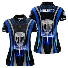 Load image into Gallery viewer, Blue Womens Cool Disc Golf Polos Custom Name And Number Disc Golf Shirts For Women Golf Gifts LDT0210