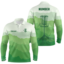 Load image into Gallery viewer, Green Sunset Customized Mens Disc Golf Polo Shirt Number Disc Golf Tops For Men Disc Golf Basket LDT1011