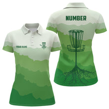 Load image into Gallery viewer, Green Sunset Customized Womens Disc Golf Polo Shirt Disc Golf Tops For Women Disc Golf Basket LDT1011