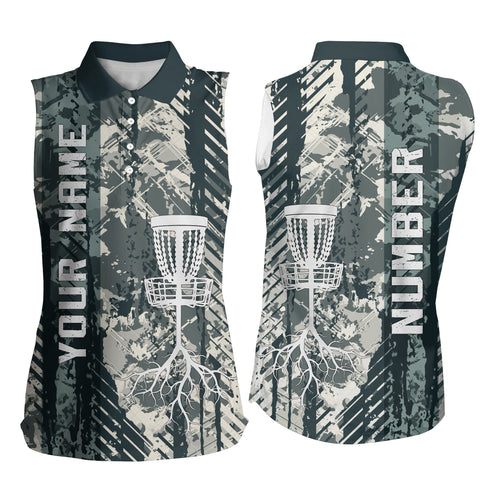 Personalized Wild Grunge Disc Golf Womens Sleeveless Polo Shirt Disc Golf Shirts For Women Golf Gifts LDT0515