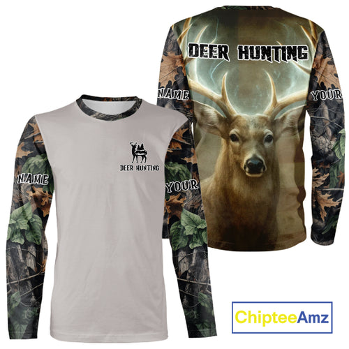 Deer Hunting American Flag Camo Hoodie, Long Sleeve Shirt – Buck Head Graphic NHT01