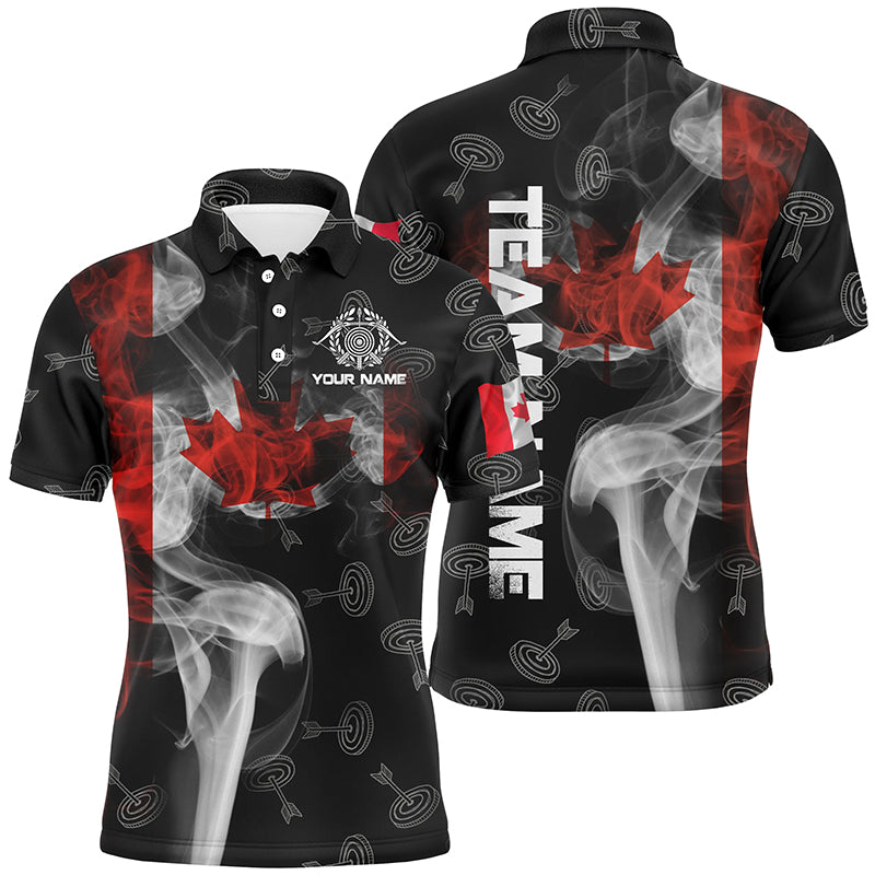 Personalized Vintage Smoke Canadian Flag Archery Polo Shirts For Men, 3D Target Archery Jerseys VHM0794