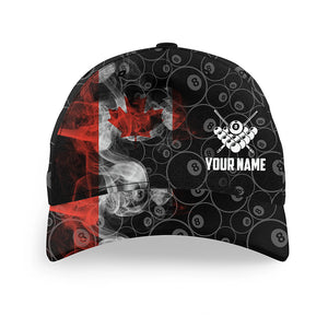 Personalized Vintage Smoke Canadian Flag Billiard Hats Cap, Custom 8 Ball Pool Billiards Hat VHM0538