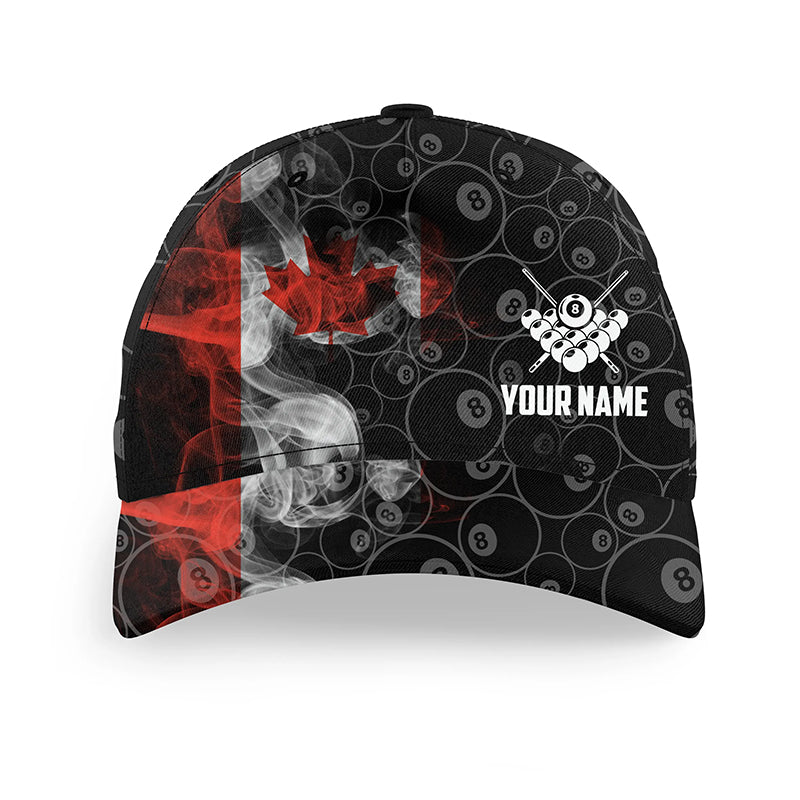 Personalized Vintage Smoke Canadian Flag Billiard Hats Cap, Custom 8 Ball Pool Billiards Hat VHM0538