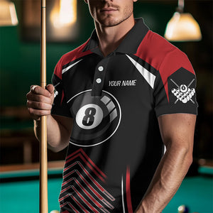 Personalized Billiard Ball Red Black Version Polo Shirts For Men, Custom Billiard Jerseys  VHM0014