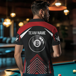 Personalized Billiard Ball Red Black Version Polo Shirts For Men, Custom Billiard Jerseys  VHM0014