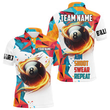 Load image into Gallery viewer, Personalized Aim Shoot Swear Repeat Billiard Shirts For Men Custom Colorful 8 Ball Pool Shirts VHM1183