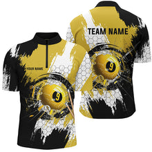 Load image into Gallery viewer, Personalized Black Yellow Glass Break 9 Ball Pool Polo Shirts For Men Custom 9 Ball Pool Jerseys VHM1176