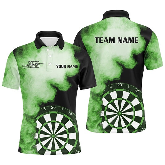 Personalized Green Flame Mens Darts Polo Shirts Custom Dart Jerseys For Men Dart Team Shirts VHM1118