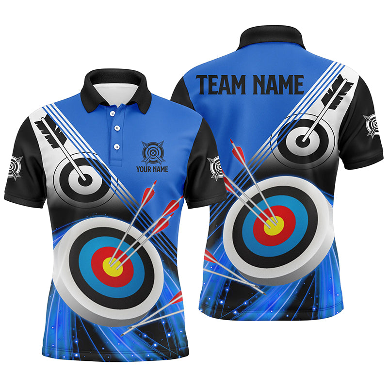 Personalized Archery Target Blue Black Version Archery Polo Shirts For Men, Archery Jerseys VHM0552