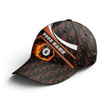 Load image into Gallery viewer, 8 Ball Billiards Fire Flame Orange Style Custom Name Billiard Hats Cap For Players Billiards VHM0345