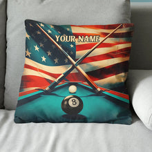 Load image into Gallery viewer, Personalized US Flag 8 Ball Billiard Pillow, Throw Pillow Billiard Gifts VHM0902