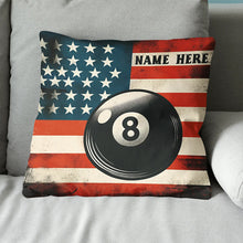 Load image into Gallery viewer, Personalized Vintage US Flag 8 Ball Billiard Pillow Custom Billiard Gift VHM0922