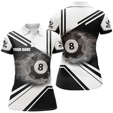 Load image into Gallery viewer, Personalized Billiard Black 8 Ball Flame Billiard Polo &amp; Quarter Zip Shirts For Women VHM0012