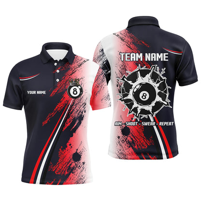 Personalized 8 Ball Billiards Shirts For Men Custom 8 Ball Pool Jerseys Mens Billiard Shirts VHM1181