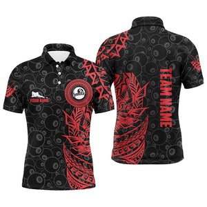 Personalized 8 Ball Pattern Billiard Red Black Tribal 3D Polo Shirts For Men, Billiards Jerseys VHM0367