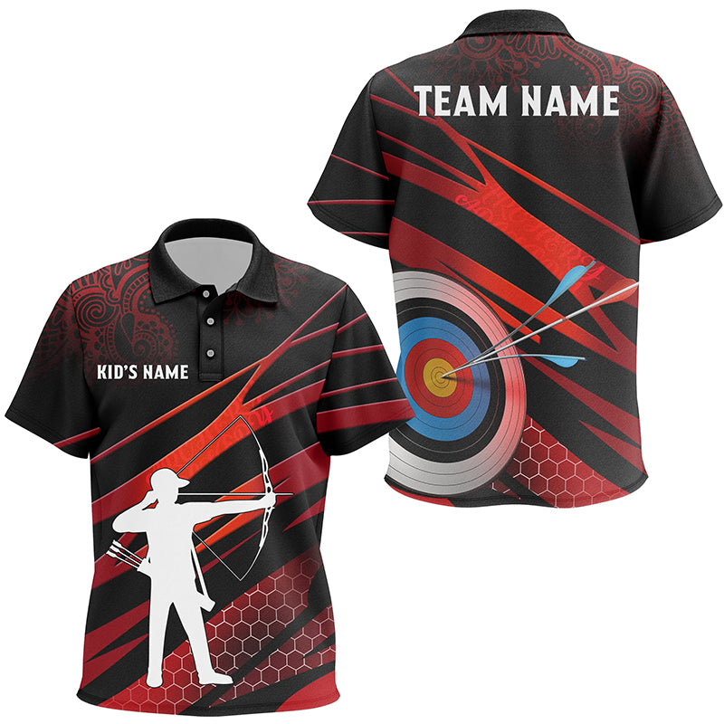 Personalized Silhouette Archer 3D Target Archery Polo Shirts For Kids, Custom Archery Team Shirts VHM0657