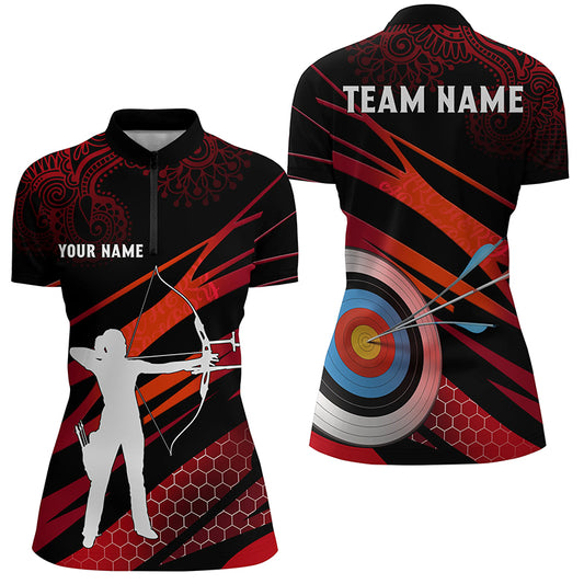 Personalized Silhouette Archer 3D Target Archery Quarter-Zip Shirts For Women, Archery Team Shirts VHM0657