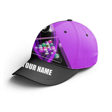 Load image into Gallery viewer, Personalized Billiard Balls Purple 3D Billiard Hats Cap, Adjustable 8 Ball Pool Top Hat Billiards VHM0477