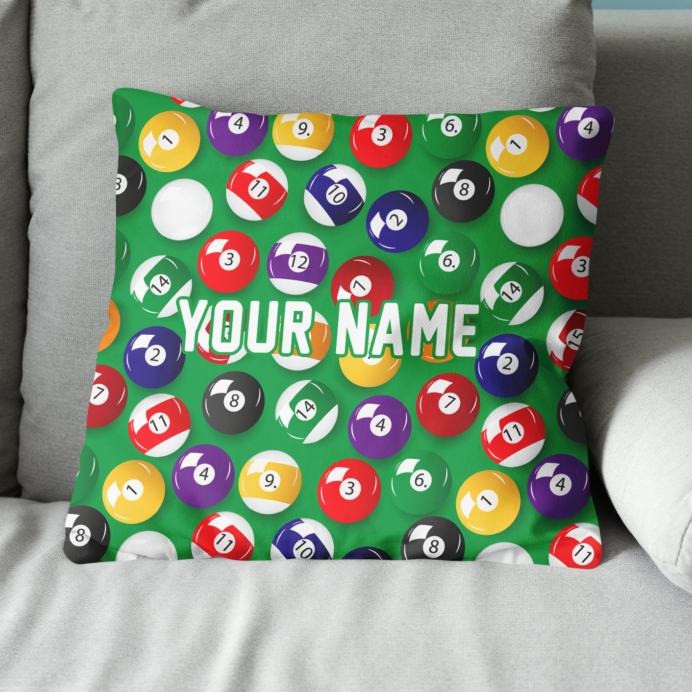 Personalized Billiard Balls Pillow, Custom Throw Pillows Billiards Gifts VHM0842