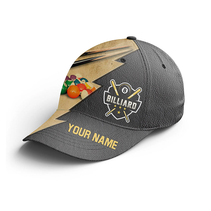 Personalized Name 3D Billiard Cap Hats, Custom 8 Ball Pool Billiards Hat For Men And Women VHM0282